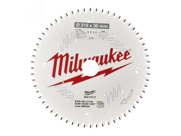 MILWAUKEE Fűrésztárcsa fához 216 x 30 x 2,4 mm / 60T ATB NEG