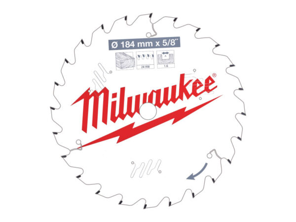 MILWAUKEE Fűrésztárcsa fához 184 x 5/8" x 1,6 mm /24T ATB