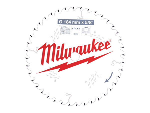MILWAUKEE Fűrésztárcsa fához 184 x 5/8 x 2,1 mm /40T ATB