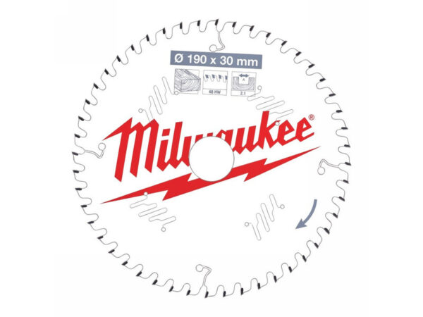 MILWAUKEE Fűrésztárcsa fához 190 x 30 x 2,1 mm / 48T