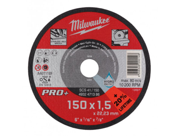 MILWAUKEE Vágókorong fémre 150 x 1,5 x 22,5 mm egyenes SCS 41