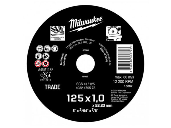 MILWAUKEE Vágókorong fémre 125 x 1,0 x 22,2 mm ECO SCS 41