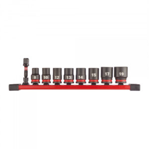 MILWAUKEE Gépi dugókulcs készlet tároló sínnel 9 részes 3/8" 8-19 mm CrMo
