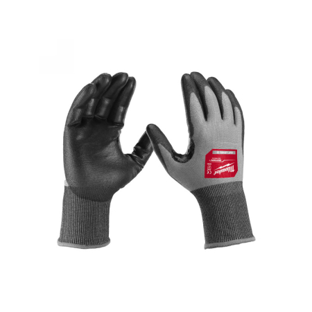 MILWAUKEE Munkavédelmi kesztyű vágásbiztos PU mártott 4/D - M/8 Hi-Dex (12 pár)