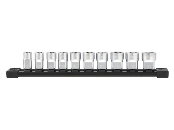 MILWAUKEE Dugókulcs készlet tároló sínnel 10 részes 3/8" 10-19 mm