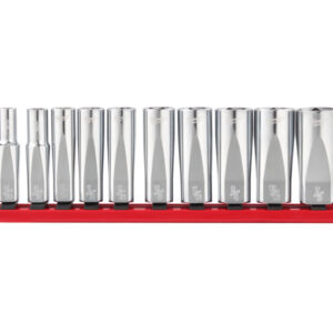 MILWAUKEE Hosszú dugókulcs készlet tároló sínnel colos 10 részes 3/8" (5/16" - 7/8")