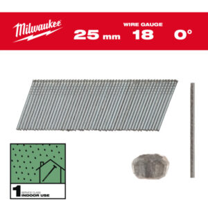 MILWAUKEE Finiselő szegek, fejnélküli, galvanizált 18G 0° SC1 - 1,05 x 1,25 x 25 mm (5000 db)