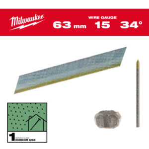 MILWAUKEE Finiselő szegek, D-fejű, galvanizált 15G 34° SC1 - 1,8 x 63 mm (2500 db)