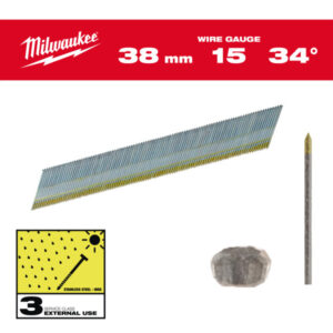 MILWAUKEE Finiselő szegek, D-fejű, inox 15G 34° SC3 - 1,8 x 38 mm (2500 db)