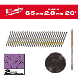 MILWAUKEE Szerkezetépítő szegek, kerekfejű, galvanizált 20° SC2 - 2,8 x 65 mm (2000 db)