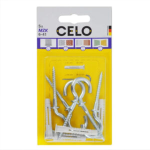 CELO MZK univerzális galléros műanyag dübel 6 x 41 + 4,4 x 84 körkampós csavar (5 db)