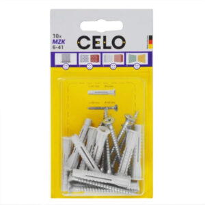CELO MZK univerzális galléros műanyag dübel 6 x 41 + 4,5 x 40 facsavar (10 db)