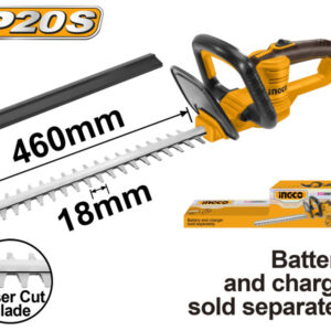 INGCO Akkus sövényvágó 460 mm 20 V (akku és töltő nélkül)