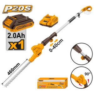 INGCO Akkus magassági sövényvágó 0-400 mm 460 mm 20 V (1 x 2,0 Ah akku + töltő)