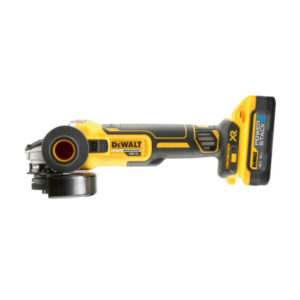 DEWALT Akkus sarokcsiszoló 125 mm 18 V szénkefe nélküli 125 mm (2 x 5,0 Ah akku + töltő + TSTAK)