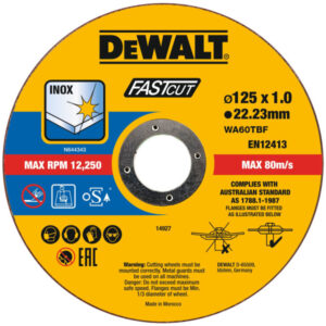 DEWALT Vágókorong fémre 125 x 1,0 x 22,2 mm inox WA60TBF vödrös kiszerelés (100 db)