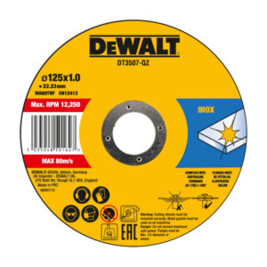 DEWALT Vágókorong fémre 125 x 1,0 x 22,2 mm inox WA60TBF fémdobozban (10 db)