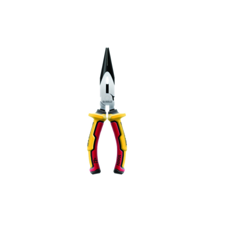 DEWALT Hosszúcsőrű fogó egyenes 200 mm 1000 V-ig szigetelt (lézerrel edzett)
