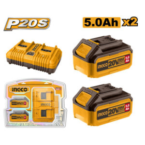 INGCO Akkumulátor és töltő szett (2 x 5,0 Ah akku + 8,0 A dupla töltő)