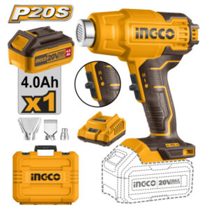 INGCO Akkus hőlégfúvó 550°C 20 V (1 x 4,0 Ah akku + töltő)