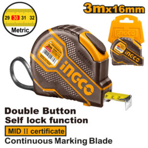 INGCO Mérőszalag 3 m x 16 mm gumírozott