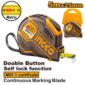 INGCO Mérőszalag 5 m x 25 mm gumírozott