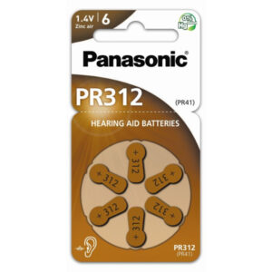 PANASONIC PR312 cink-levegő hallókészülék elem 1,4 V (6 db)