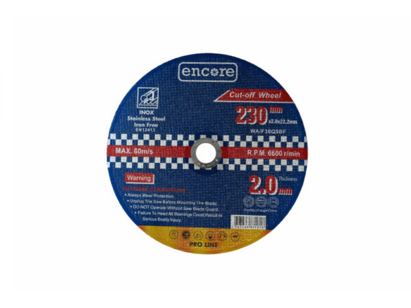 ENCORE Vágókorong fémre 230 x 2,0 x 22,23 mm INOX