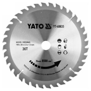 YATO Fűrésztárcsa fához 190 x 20 x 1,5 mm / 36T