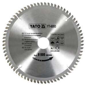 YATO Fűrésztárcsa alumíniumhoz 210 x 30 x 2,2 mm / 72T
