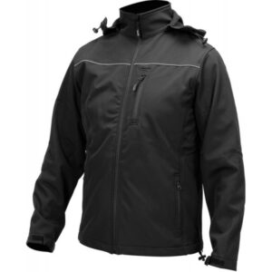 YATO Munkavédelmi softshell kabát kapucnival fekete M-es méret 3 zsebes