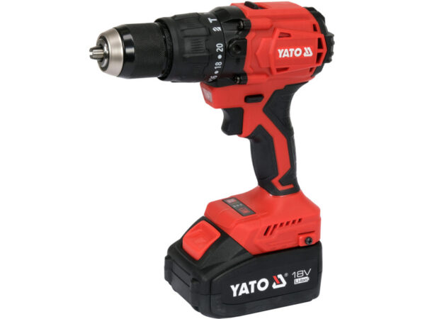 YATO Akkus ütvefúró-csavarozó 120 Nm szénkefe nélküli 18 V (2 x 4,0 Ah akku + töltő)
