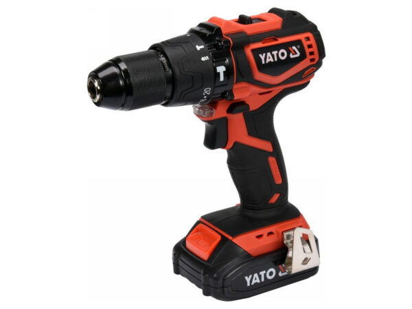 YATO Akkus ütvefúró-csavarozó 42 Nm szénkefe nélküli 18 V Li-Ion (1 x 2,0 Ah akku + töltő)