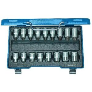 GEDORE TORX DUGÓKULCS KÉSZLET 1/2" 17 RÉSZES BELSŐ + KÜLSŐ TORX (ITX 19 TX-017)