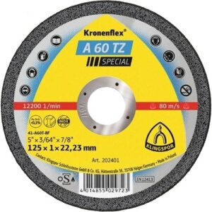 KLINGSPOR VÁGÓKORONG 125X1X22.23MM A 60 TZ S DOMBORÍTOTT