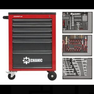 GEDORERED KOMPLETT SZERSZÁMKOCSI MECHANIC SZERSZÁMOKKAL 129 RÉSZES 6 FIÓKOS R21560004