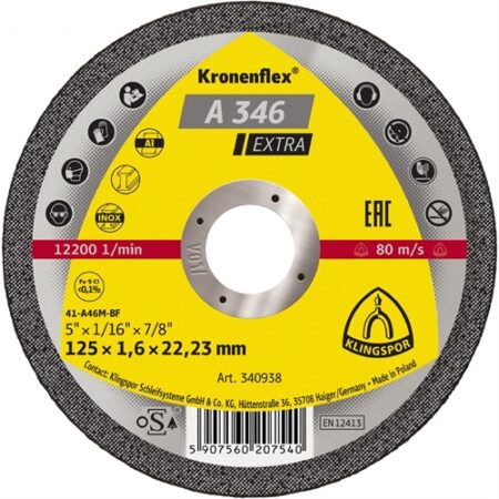 KLINGSPOR VÁGÓKORONG 125X1.6X22.23 ACÉL A346EX