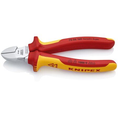 KNIPEX OLDALCSÍPŐFOGÓ KRÓMOZOTT VDE 160 MM (BLISZTER)