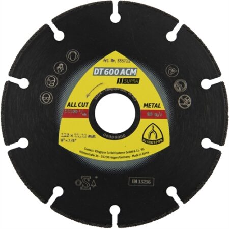 KLINGSPOR GYÉMÁNT VÁGÓKORONG 125 X 1.3 X 22.23 MM 10 SZEGMENS DT 600 ACM SUPRA