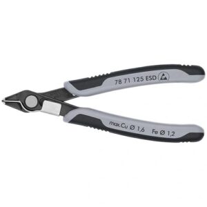 KNIPEX ELEKTRONIKAI OLDALCSÍPŐ FOGÓ SUPER KNIPS ESD TÖBBKOMPONENSŰ NYÉL BARNÍTOTT 125 MM