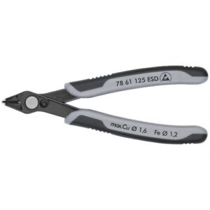 KNIPEX ELEKTRONIKAI OLDALCSÍPŐ FOGÓ SUPER KNIPS ESD TÖBBKOMPONENSŰ NYÉL BARNÍTOTT 125 MM (BLISZTER)