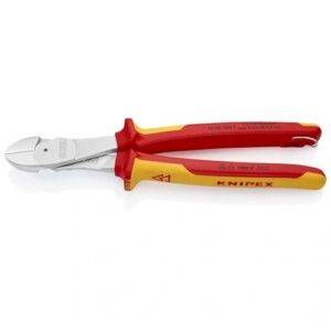 KNIPEX ERŐKÍMÉLŐ OLDALCSÍPŐ FOGÓ KRÓMOZOTT VDE 250 MM, RÖGZÍTŐSZEMMEL