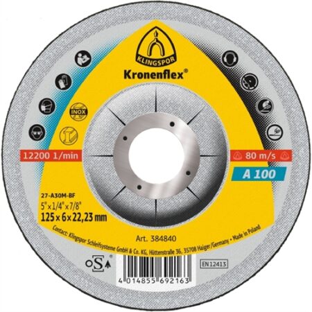 KLINGSPOR KRONENFLEX A 100 EXTRA CSISZOLÓKORONGOK, 115 X 6 X 22.23 MM DOMBORÚ