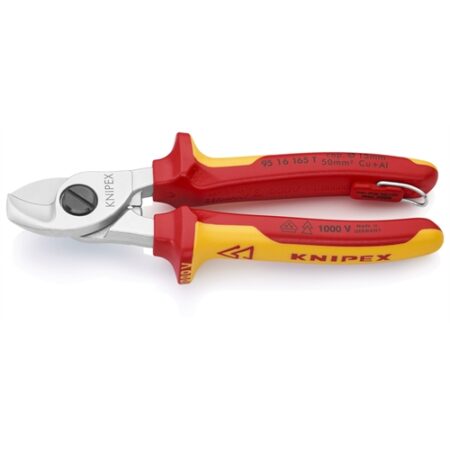 KNIPEX 95 16 165 T BK KÁBELOLLÓ TÖBBRÉTEGŰ KÖPENNYEL SZIGETELT, VDE 165 MM