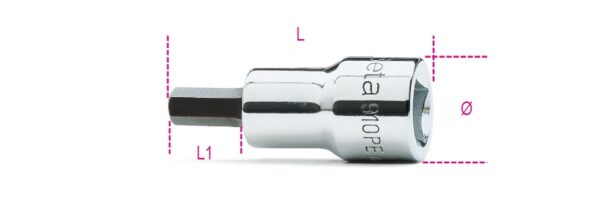910PE 3 3/8"-os imbusz-dugókulcs, krómozott, fekete heggyel BETA 910PE/3
