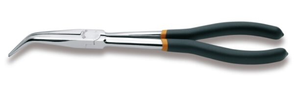 1009L/B Extra hosszú 45°-os hajlított, félkerekcsőrű műszerészfogó Különleges munkákhoz PVC-bevonattal BETA 1009L/B