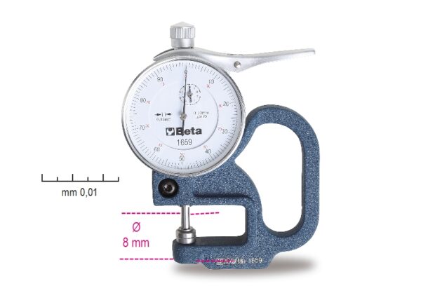1659 Mérőórás vastagságmérő, pontosság 0.01 mm BETA 1659