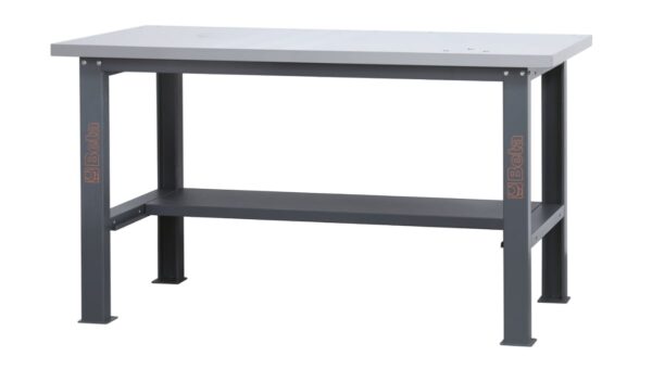 C58BC-X1,6 Egyszerű rozsdamentes acéllal fedett MDF munkalapos munkapad, 1,6 m széles BETA C58BC-X1,6